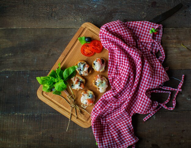 Fried dough with cheese and vegetables