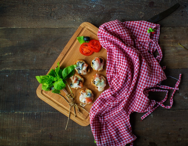 Fried dough with cheese and vegetables