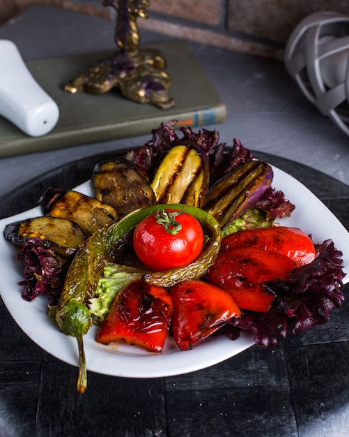 Fried kebab vegetables on the table