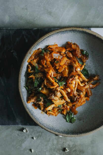 Fried mushroom filling for quesadillas food photography recipe idea