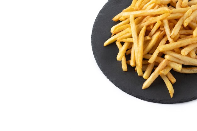 Fried potatoes french fries isolated on white background