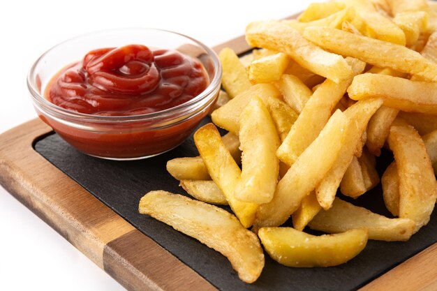 Fried potatoes with ketchup and Mayonnaise