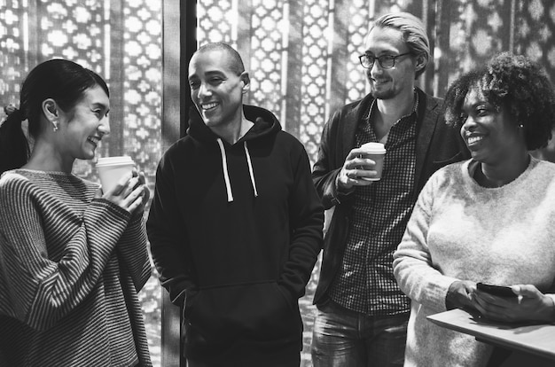 Friends enjoying a hot coffee