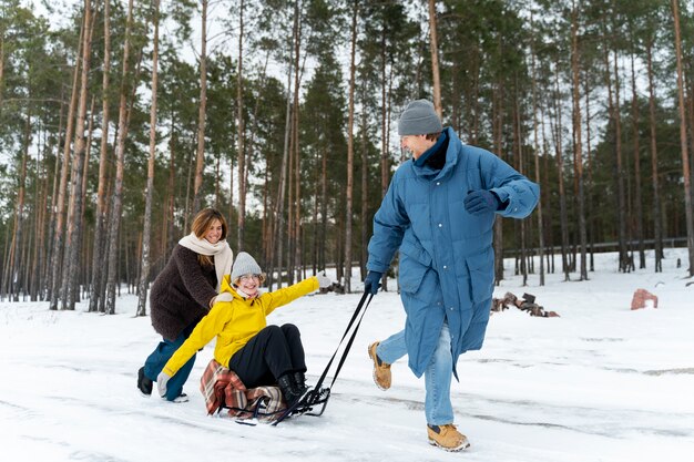 Friends enjoying winter trip