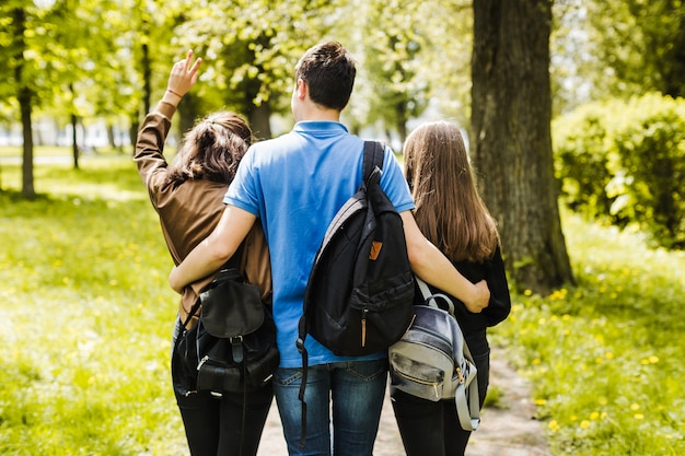 Free photo friends going home after school