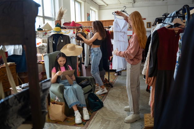 Free photo friends going shopping in antique store