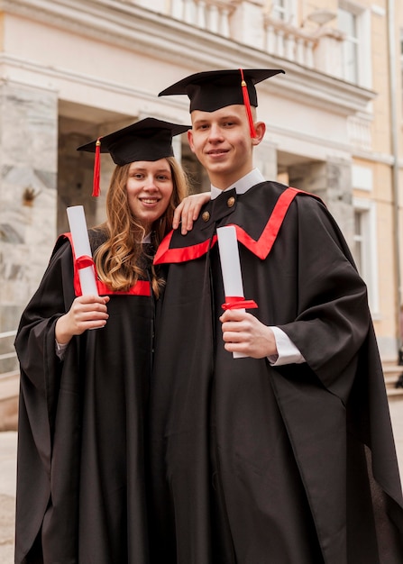 Friends at graduation ceremony