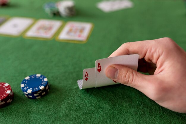 Friends having fun while playing poker