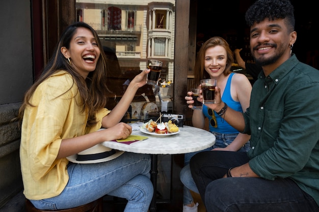 Friends having fun while traveling