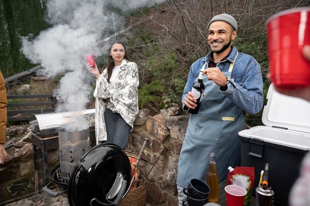 Friends having a nice barbeque together