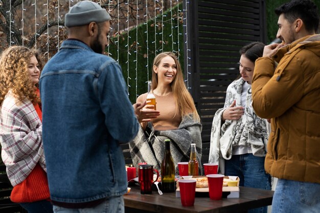 Friends having a nice barbeque together