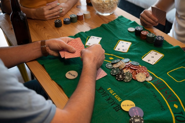 Free photo friends having a poker night