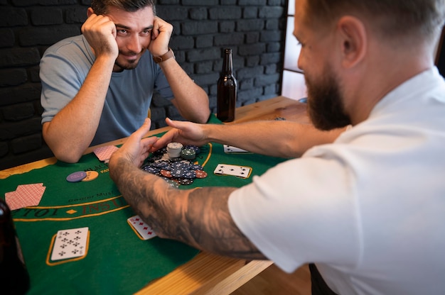 Free photo friends having a poker night