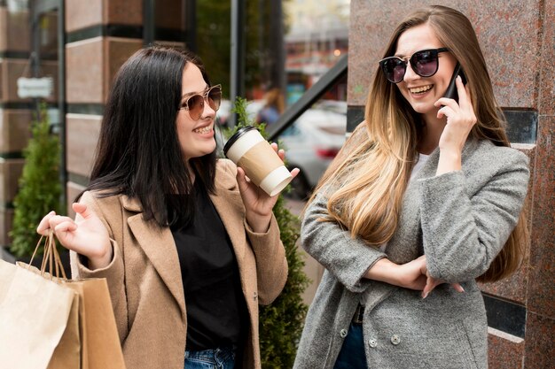 Friends having a shopping spree