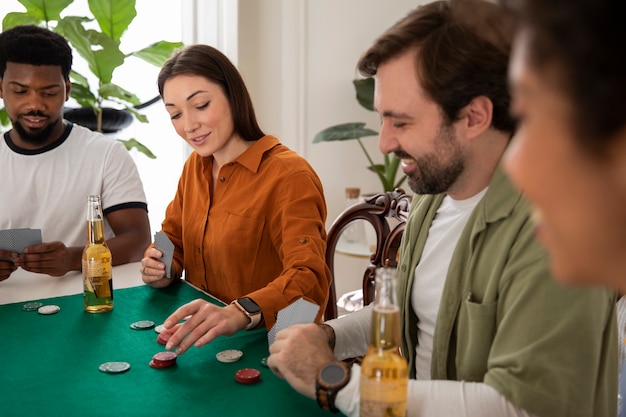 Friends playing poker together