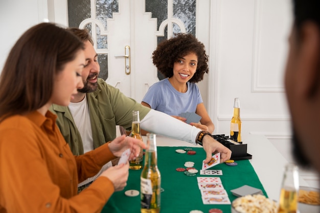 Friends playing poker together