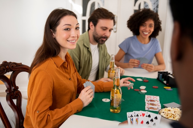 Friends playing poker together