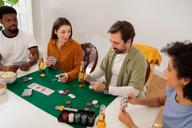 Friends playing poker together