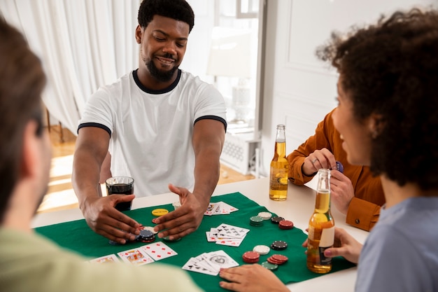 Friends playing poker together