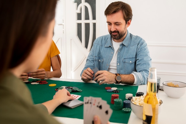 Friends playing poker together