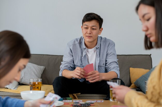 Friends playing poker together