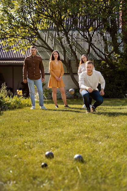 Friends playing sport full shot