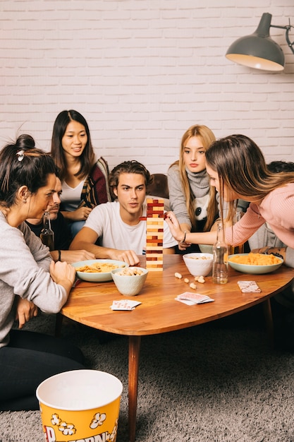 Friends playing tabletop game