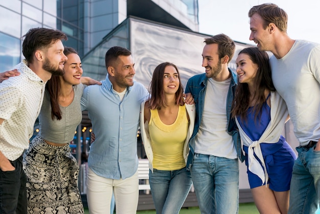 Friends posing at a party