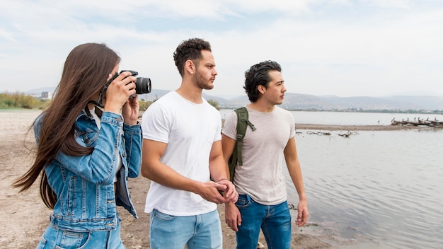 Friends taking photos of nature