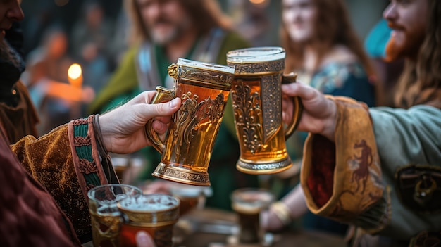 Friends toasting beer to celebrate