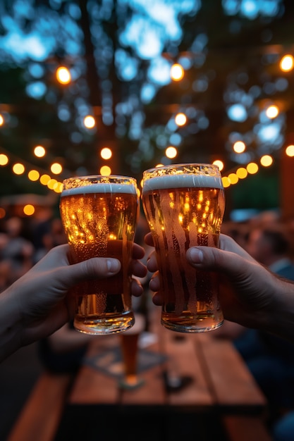 Free photo friends toasting beer to celebrate