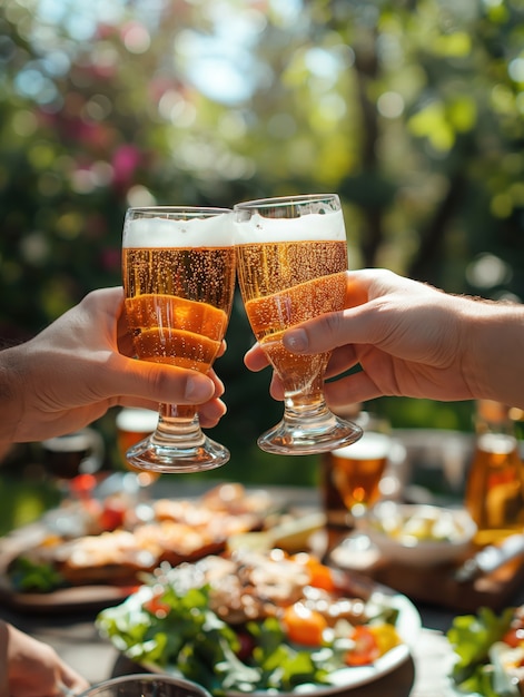 Free photo friends toasting beer to celebrate