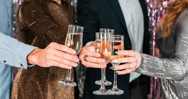 Friends toasting new year party