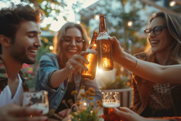 Friends toasting with beer for oktoberfest