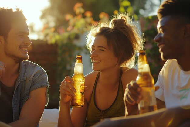 Friends toasting with beer for oktoberfest