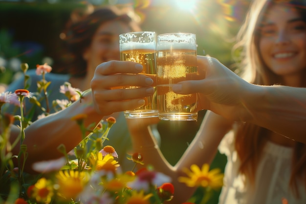 Friends toasting with beer for oktoberfest