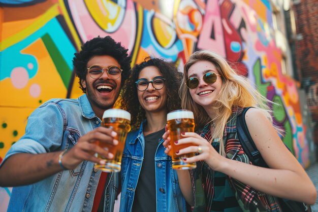 Friends toasting with beer for oktoberfest