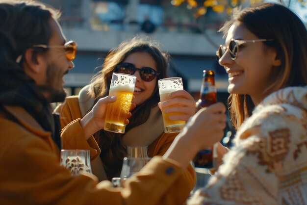 Friends toasting with beer for oktoberfest