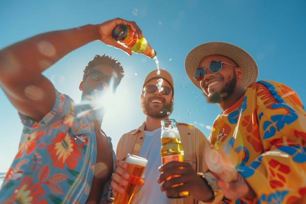 Friends toasting with beer for oktoberfest