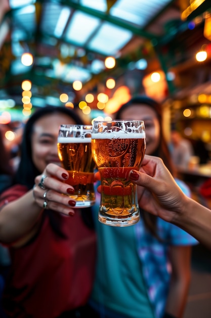 Friends toasting with beer for oktoberfest