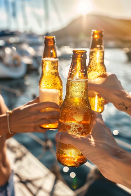 Friends toasting with beer for oktoberfest