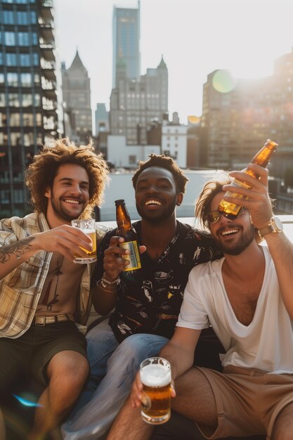 Friends toasting with beer for oktoberfest