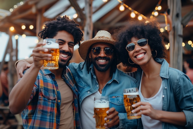 Friends toasting with beer for oktoberfest