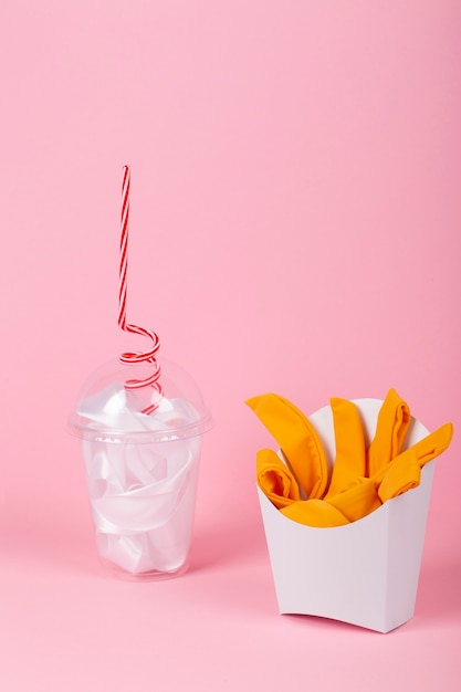 Fries and soda made out of clothes