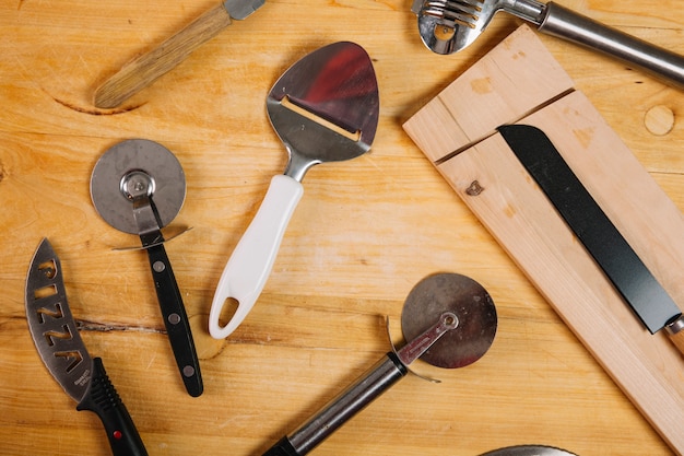 Free photo from above utensils for pizza