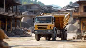 Free photo front dumper truck at the construction site