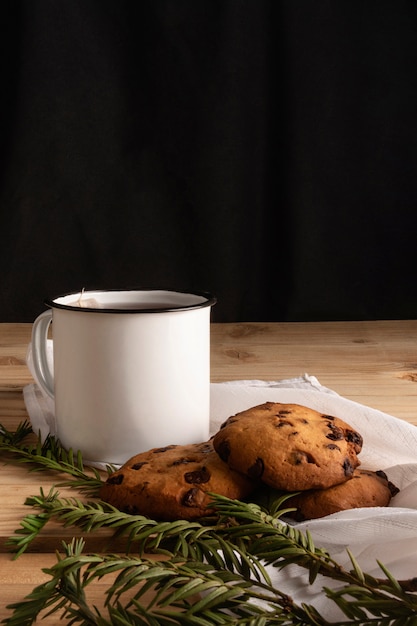 Free photo front tea with cookies