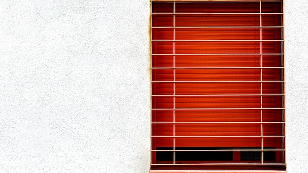 Front view of apartment building window with copy space