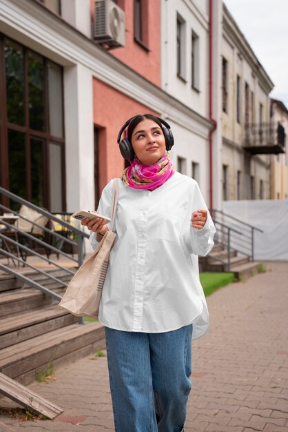 Front view arab woman wearing hijab