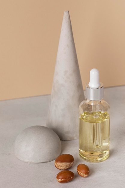 Free photo front view argan oil arrangement